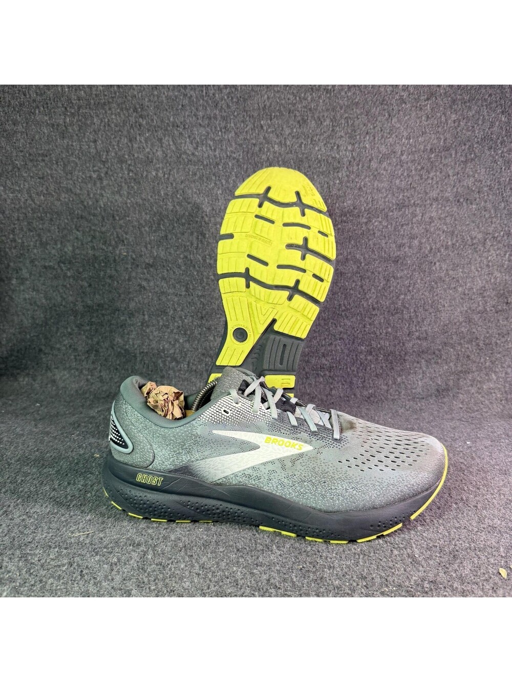 Brooks Ghost Shoes Mens Size 14 Gray Yellow D Running Sneakers 1104181D040